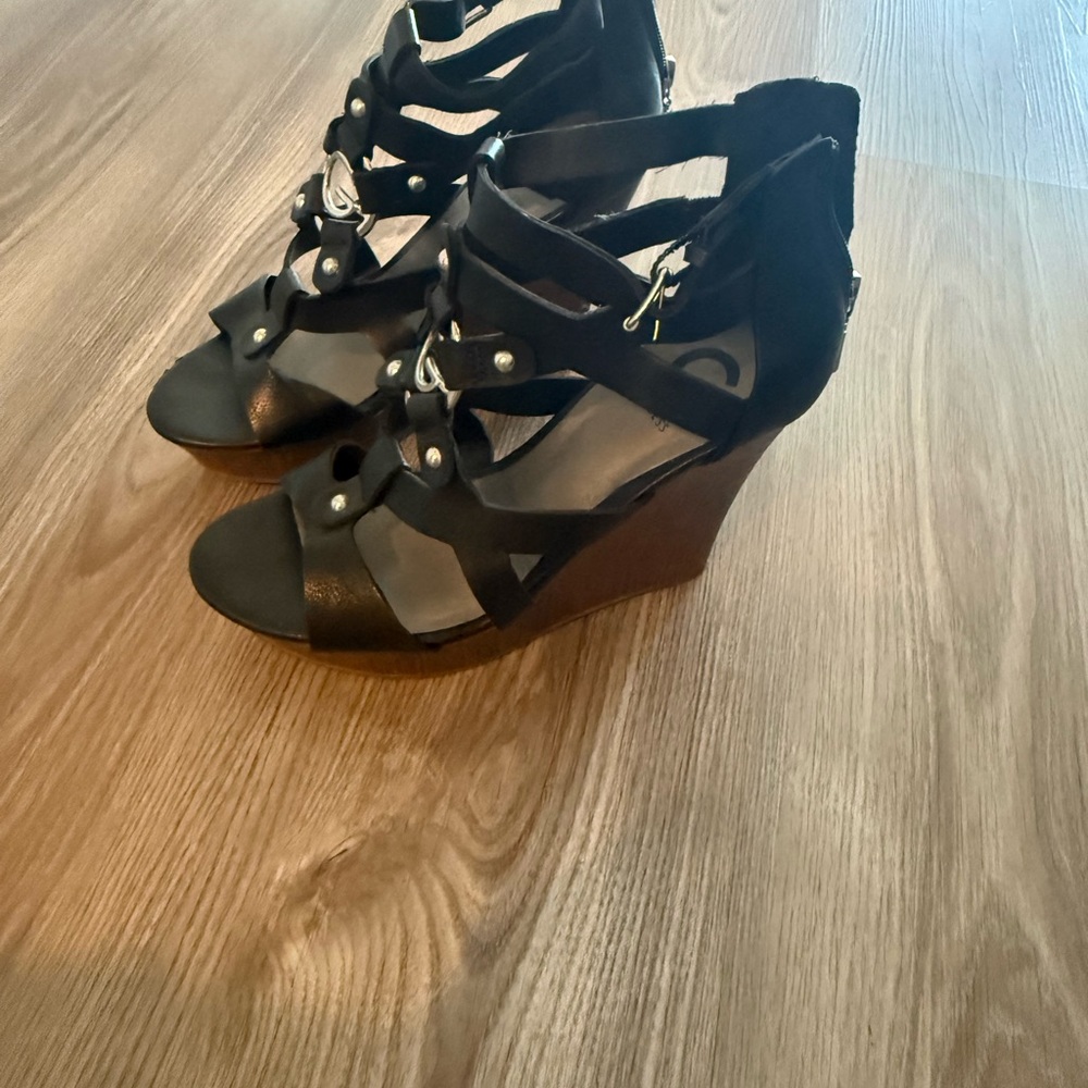 G by Guess Black Wedge Sandals